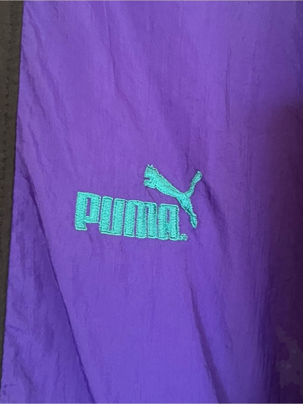 Vintage Puma Colorblock Windbreaker XL 90s Teal Purple Black - Picture 5 of 15